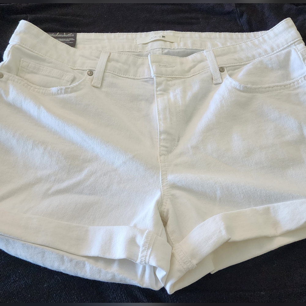 Joe's Jeans Mid Rise Rolled Hem White Denim Shorts Size 32